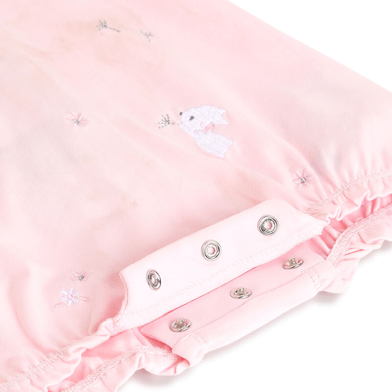 Girls Light Pink Printed Short Sleeve Rompers image number 3